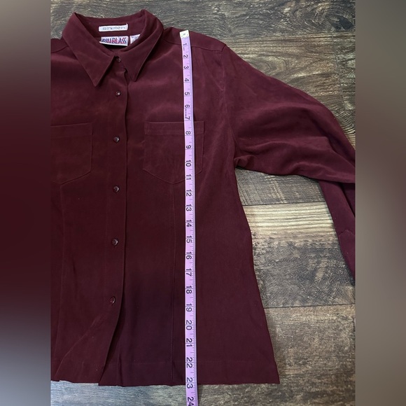 Bill bass petite jeans Burgundy Button-Up Shirt faux suede - Picture 6 of 6